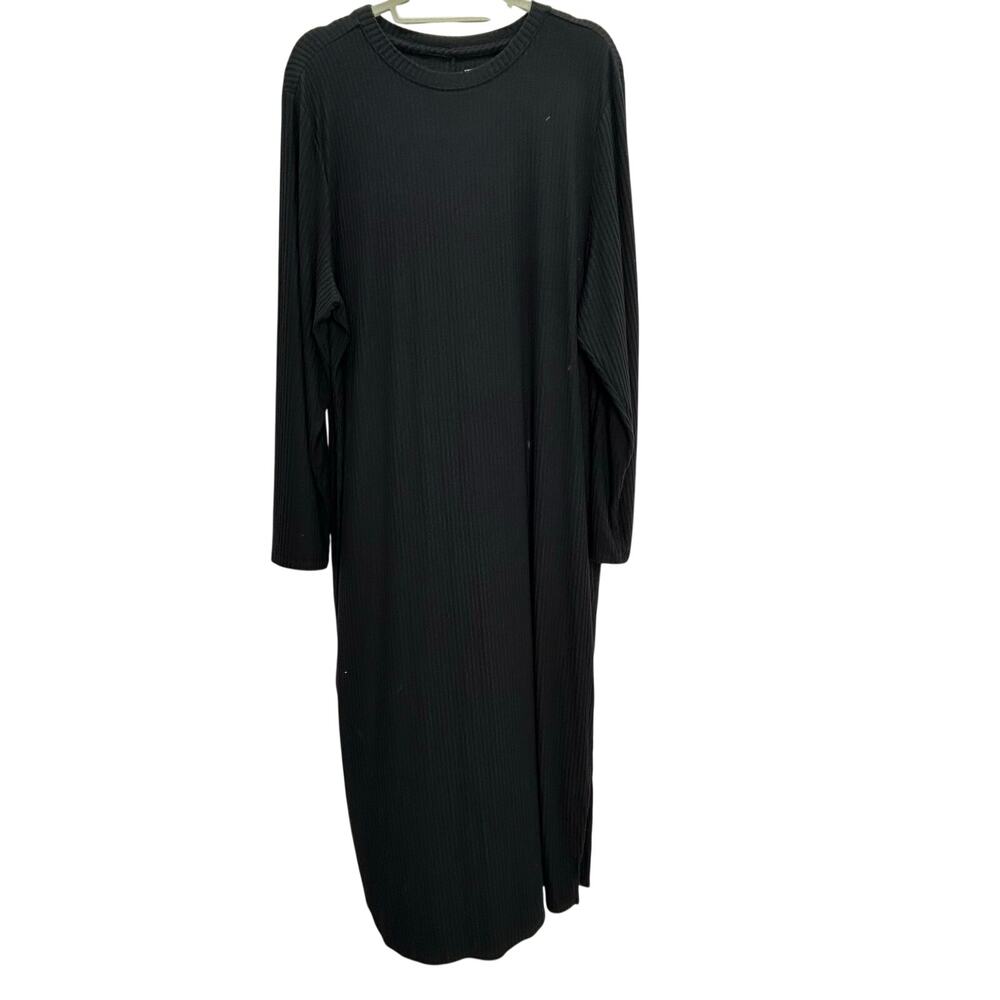 Universal Standard black ribbed maxi dress loungewear long sleeve